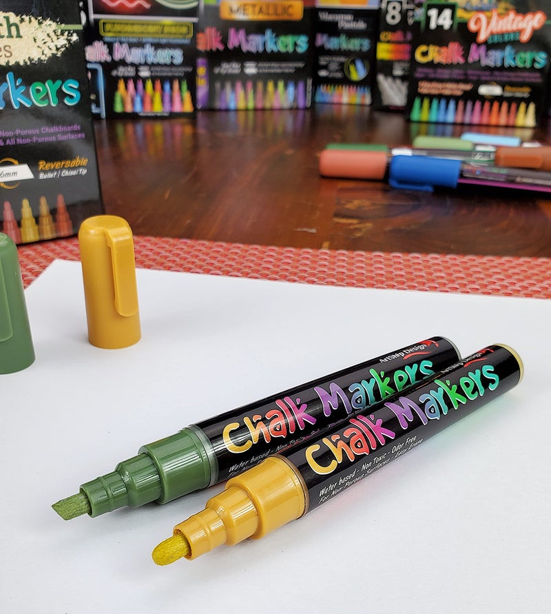 ArtShip Design 36 Chalk Markers Double Pack of Both Fine & Reversible Medium Tip Liquid Chalk Pens with Labels & Tip Tweezers Wet Erase Menu Boards, Windows, Mirrors, Non-Porous Chalkboards, Metal - Image 3